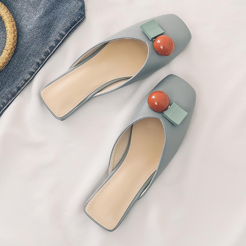 Women Square Toe Geometric Slippers - Image 3