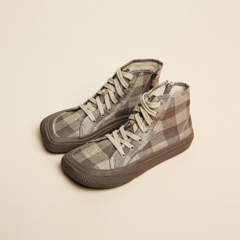 Women Square Toe Plaid Casual Shoes - Image 5