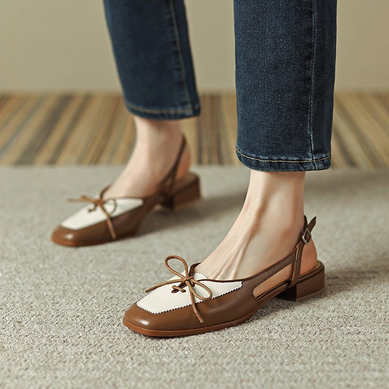 Women Square-toe Bow Sandals - Image 3