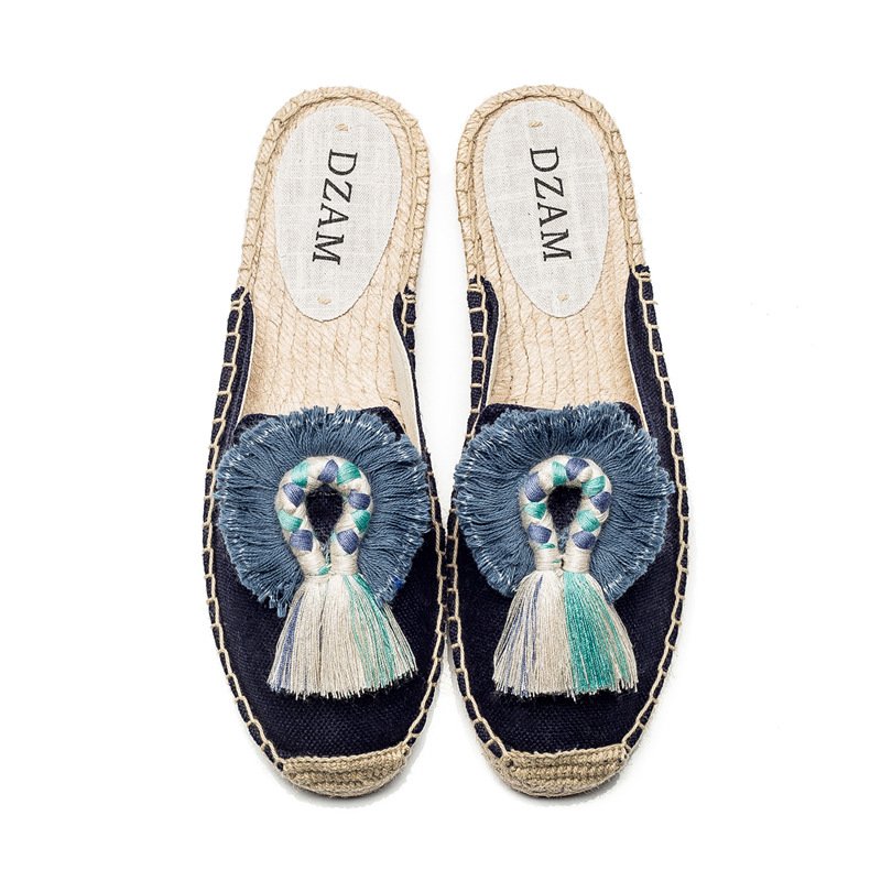 Women Straw Fringed Fisherman Slippers - Image 3