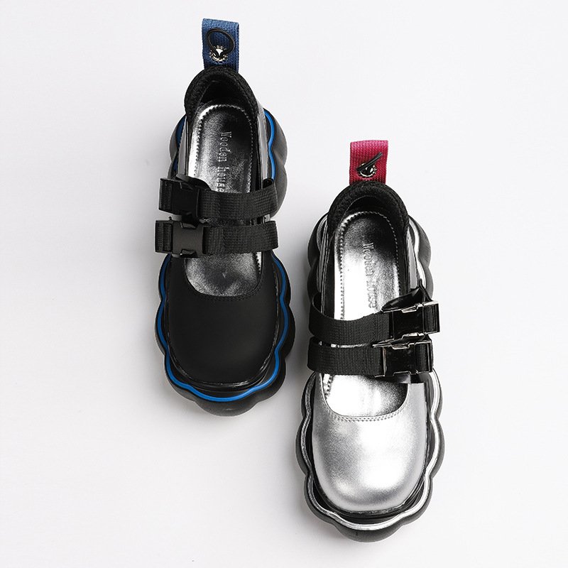 Women Vintage British Platform Leather Shoes - Image 5