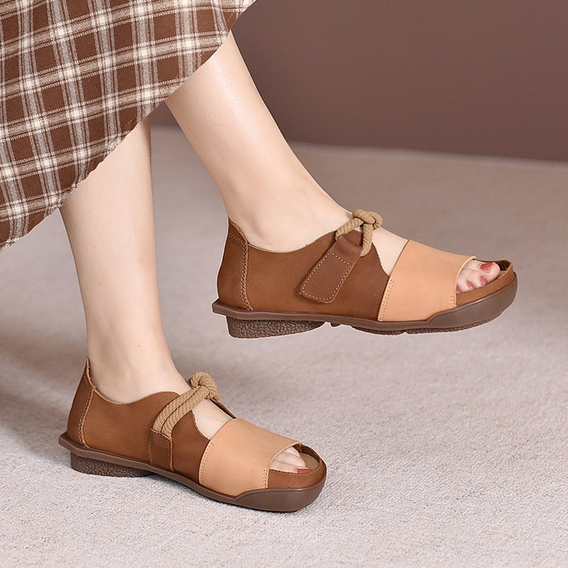 Women Vintage Leather Sandals - Image 3
