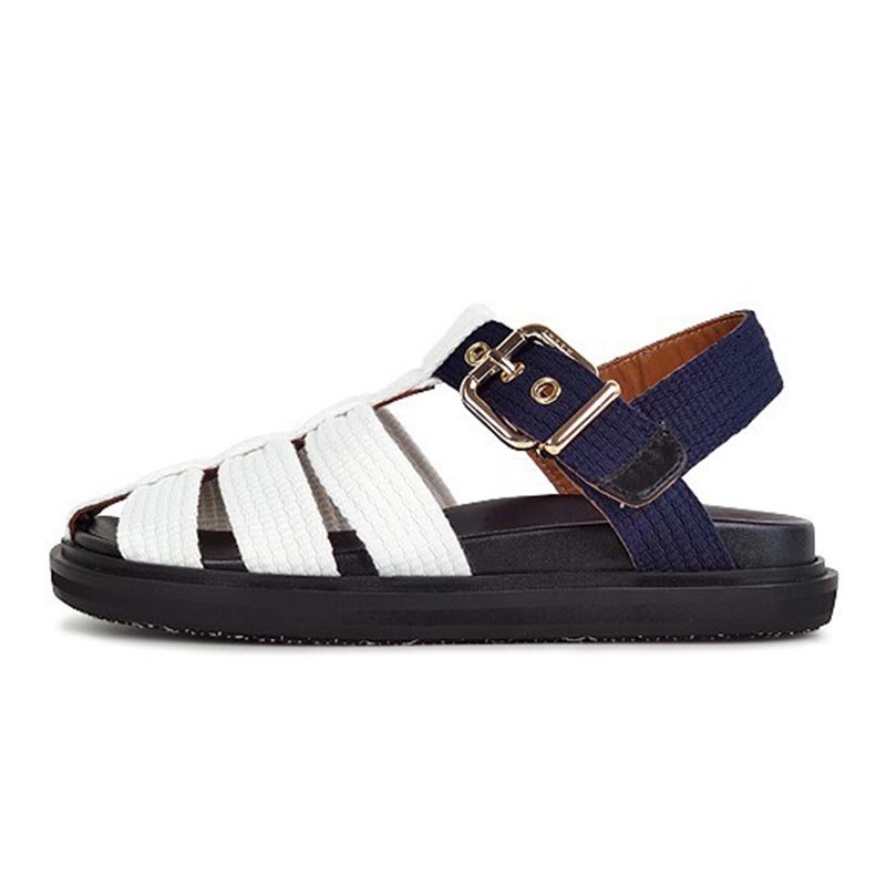 Women Woven Cutout Colorblock Sandals - Image 4