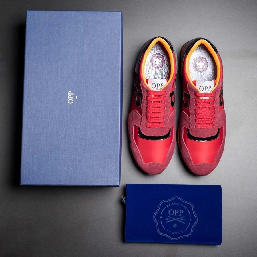 Lace-Up Suede Sneakers Red - Image 7